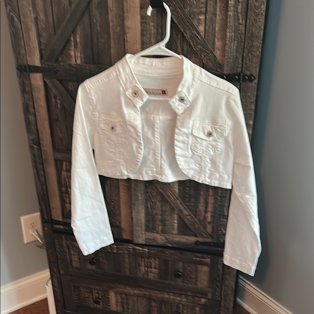 White Cropped Denim Jacket